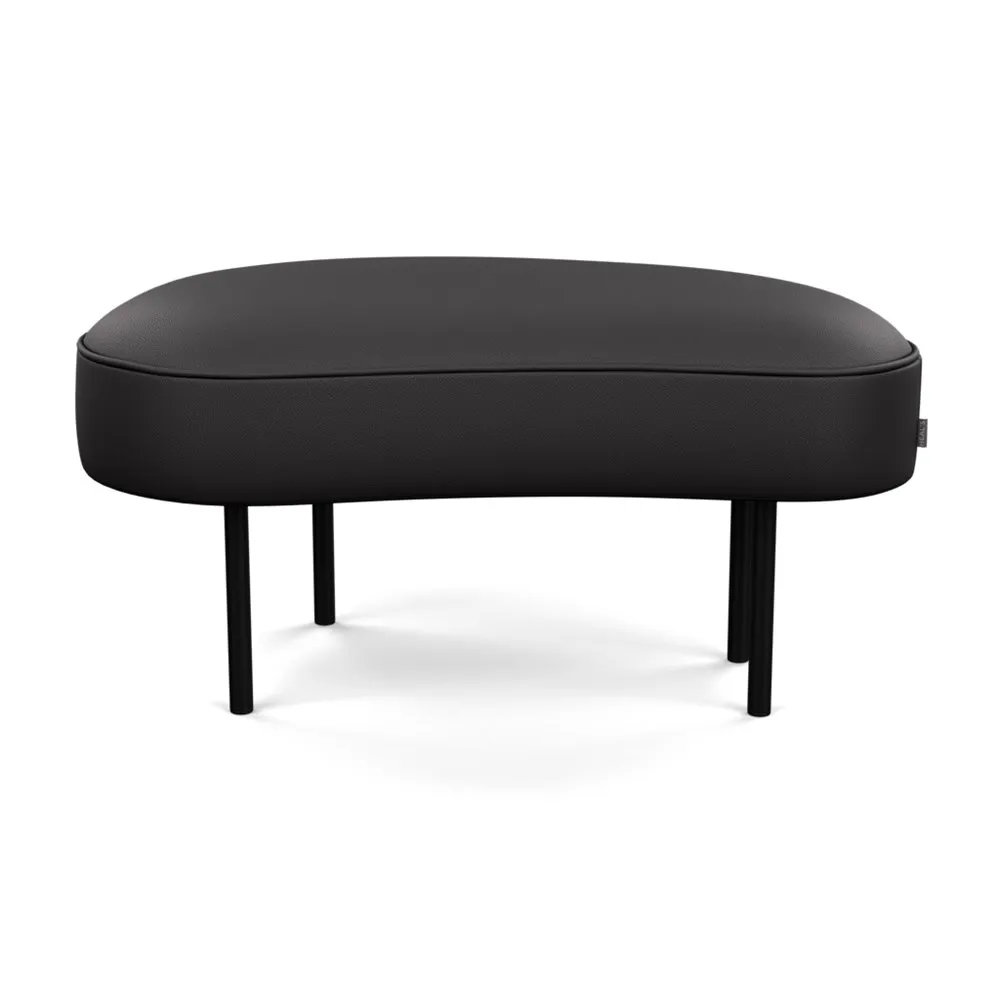 Heal's Isola Small Ottoman Leather Grain Graphite 063 Black Feet