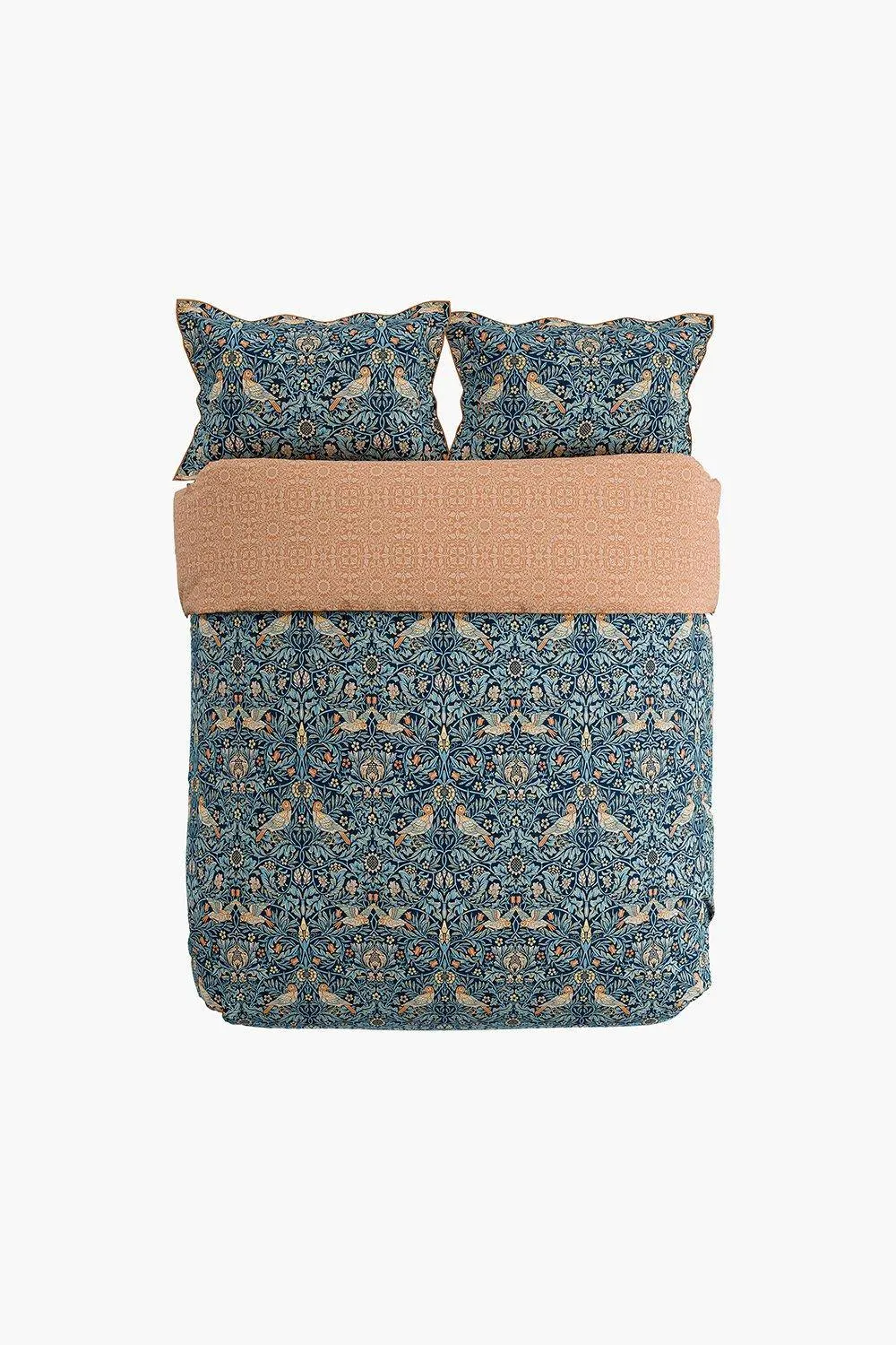 Morris & Co 'Bird' Cotton Duvet Cover Set in Blue 3
