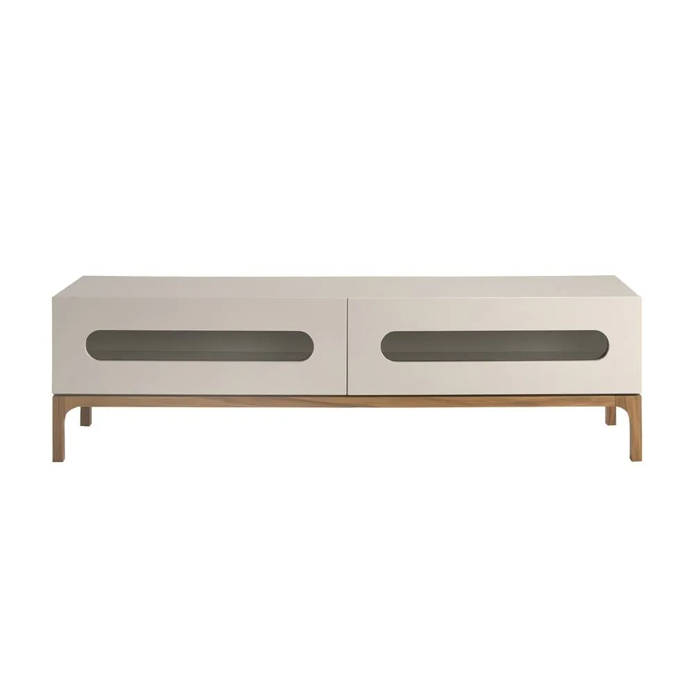 Angel Cerda TV Stand - Grey MDF with Walnut Legs & Interior LED 2