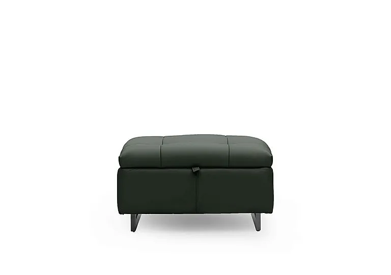 Gisella Leather Storage Footstool - Oslo Pine