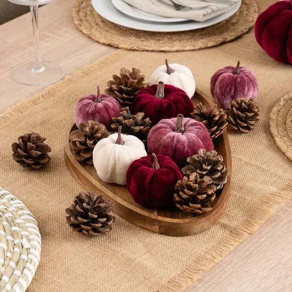 Set of Decorative Velvet Pumpkins and Pinecones 1