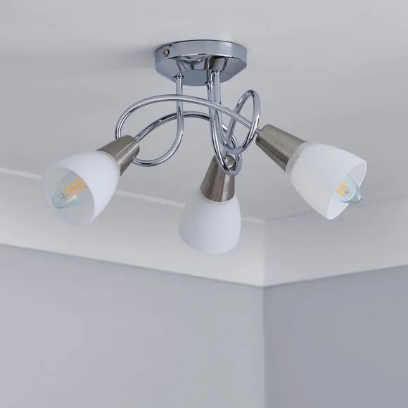 Smithson 3-Light Chrome Semi Flush Ceiling Light 2