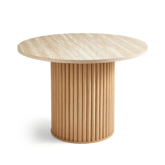Lucin Travertine Effect 4 Seater Round Dining Table 6