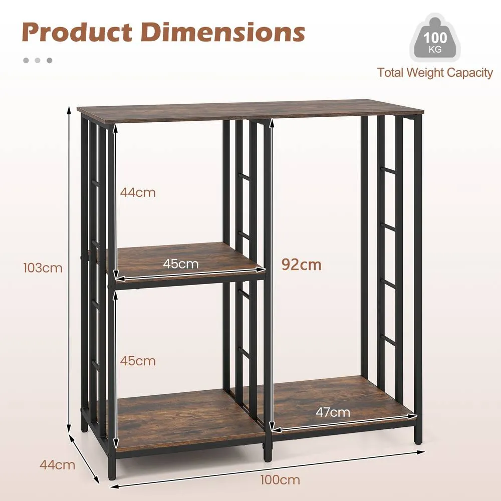 Costway Kitchen Baker's Rack Mini Fridge Stand Table w/ 4 Shelves Bar Table in Brown 6