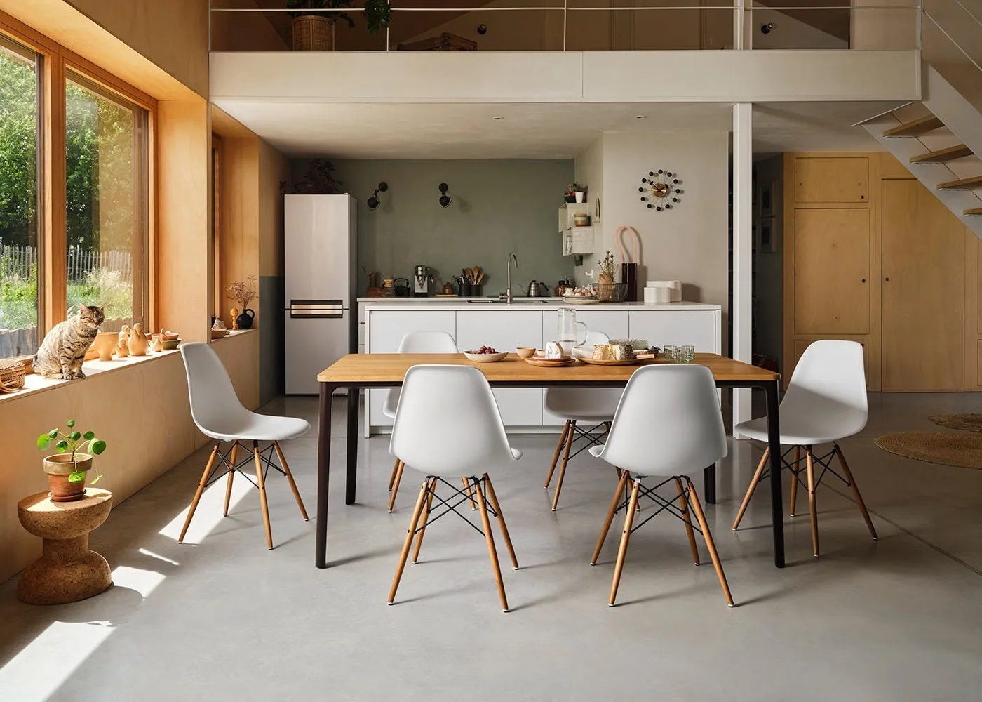 Vitra Eames DSW Side Chair New Height Sea Blue Ash Honey Base 4