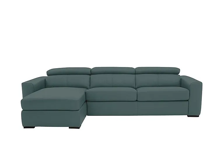Infinity Leather Left Hand Facing Corner Chaise Sofabed with Storage - BV Lake Green
