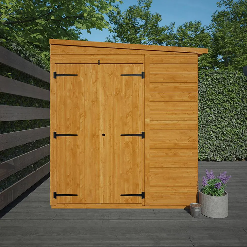 Buttercup Farm 8 x 6 Feet Flex Pent Double Door Windowless 12mm Flex in Burnt Orange 3