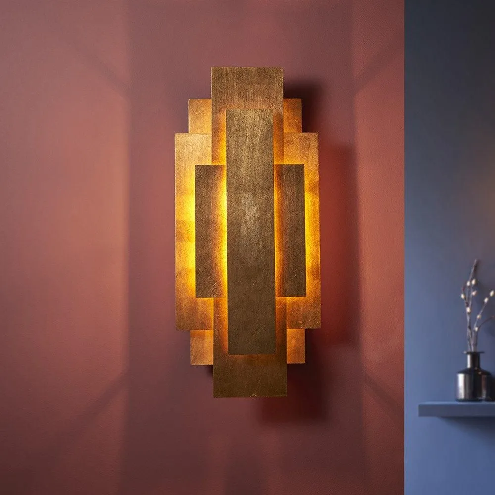Netlighting Forlì 2 Light Wall Lamp Antique Gold Leaf 5