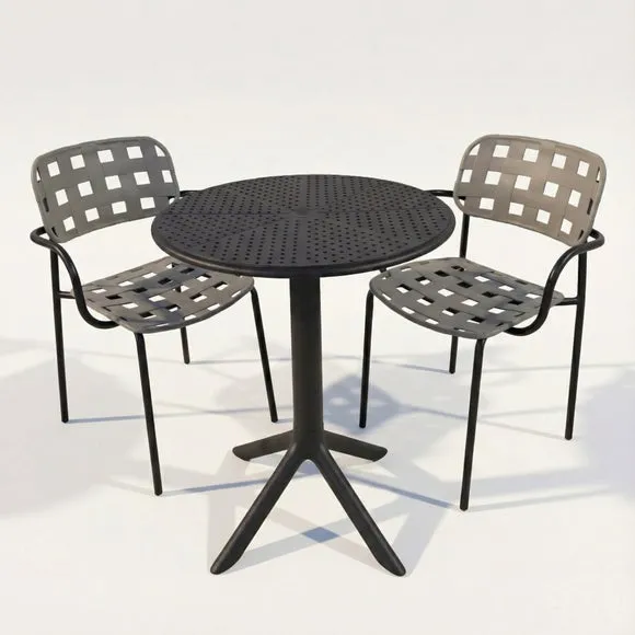Bergen Round Bistro Table with 2 Karin Armchairs 2