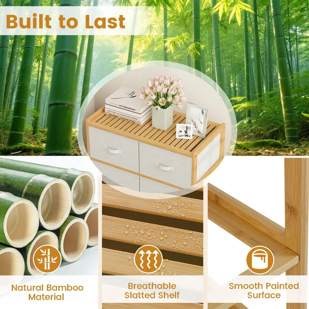Costway 6-Drawer Dresser for Bedroom Bamboo Storage Tower Organizer Closet in Khaki 5