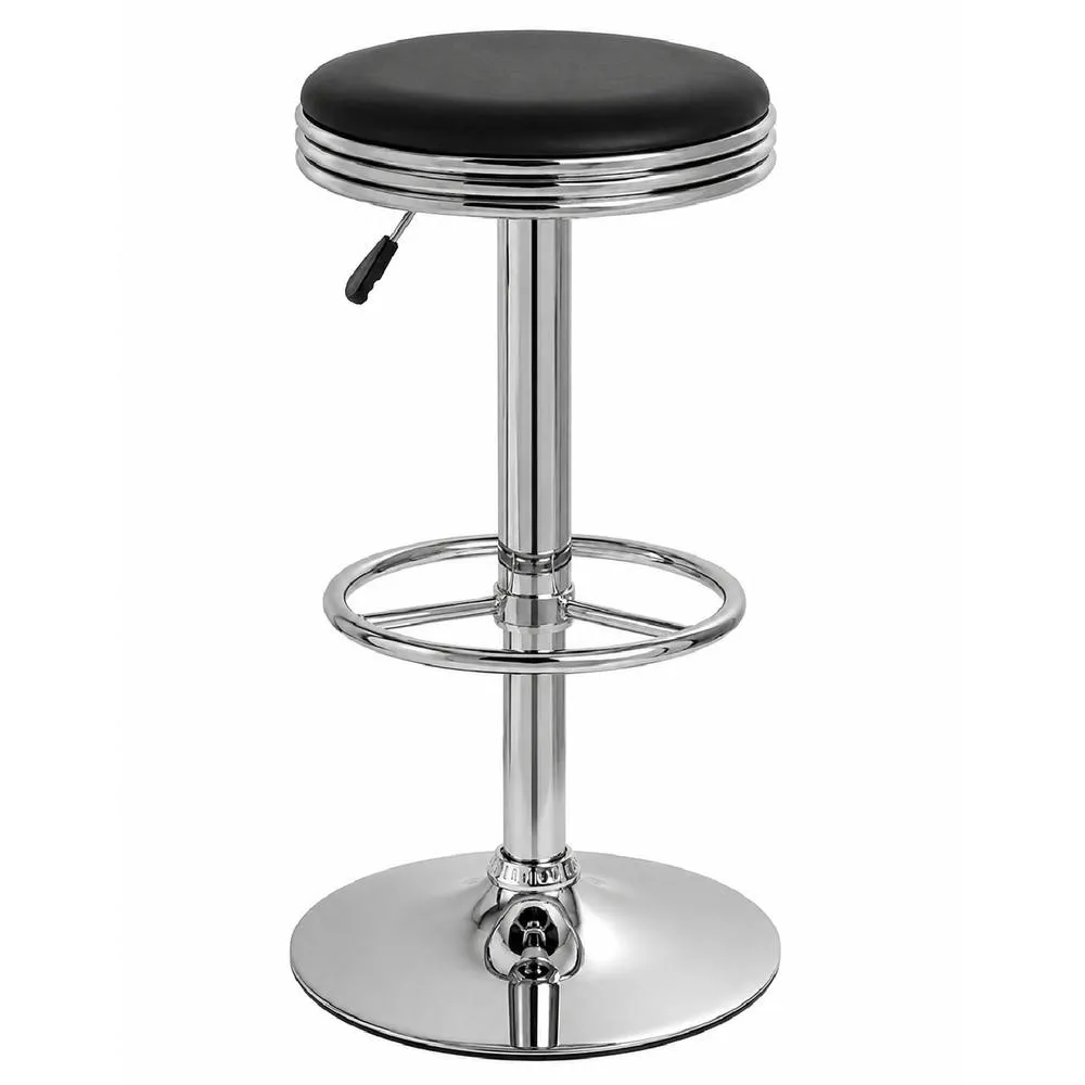 netfurniture Tipon Retro Chrome Kitchen Bar Stool Black Padded Seat Adjustable