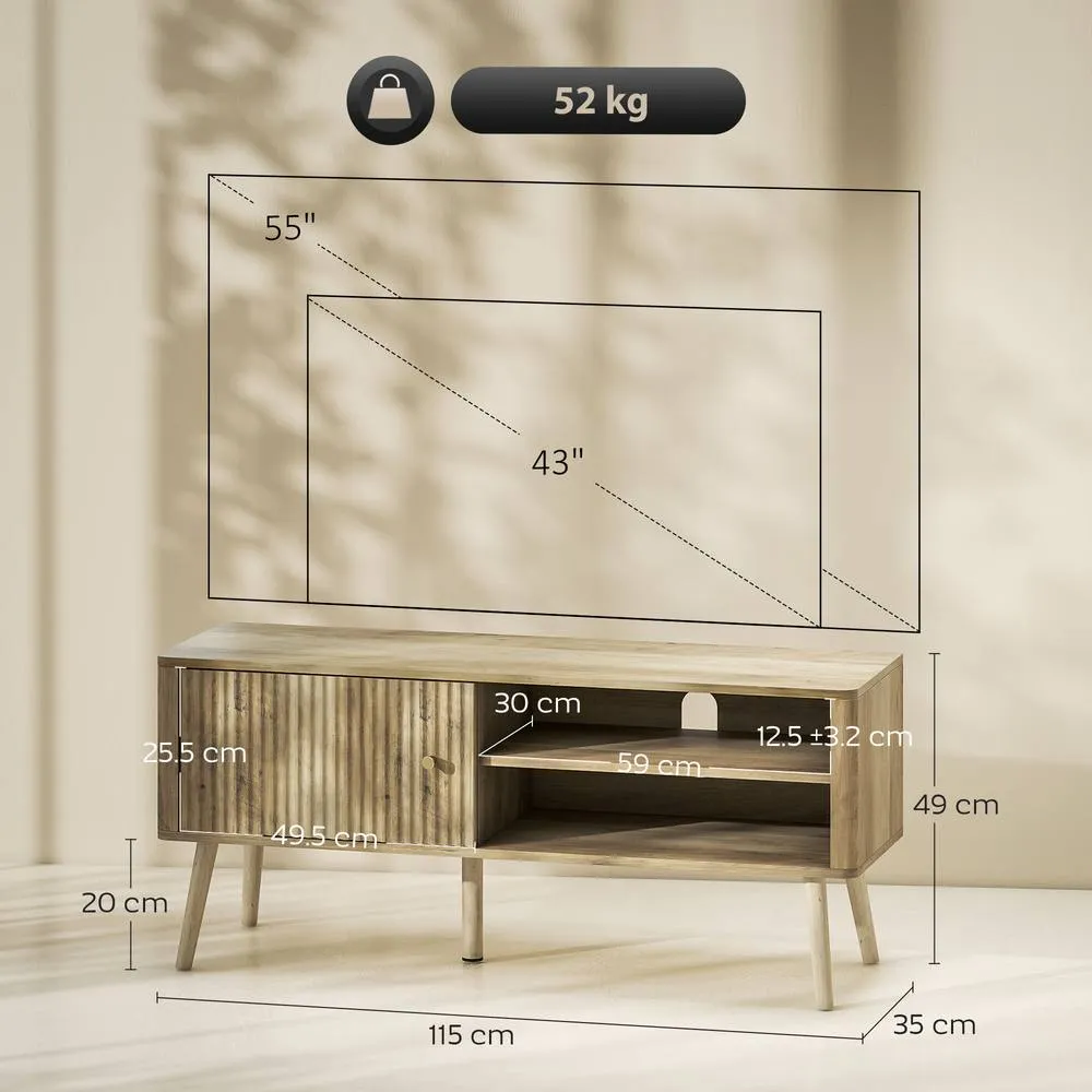 HOMCOM TV Stand Cabinet with Storage for TVs up to 55 Inches, Oak in Light Oak 3