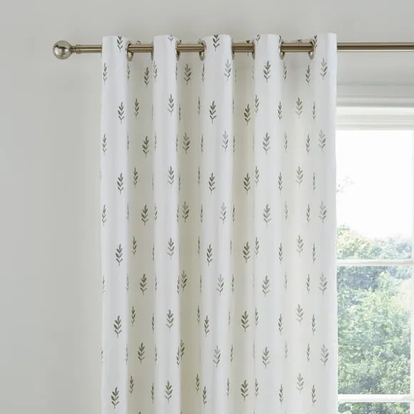 Harper Stem Floral Cotton Blackout Eyelet Curtains 1