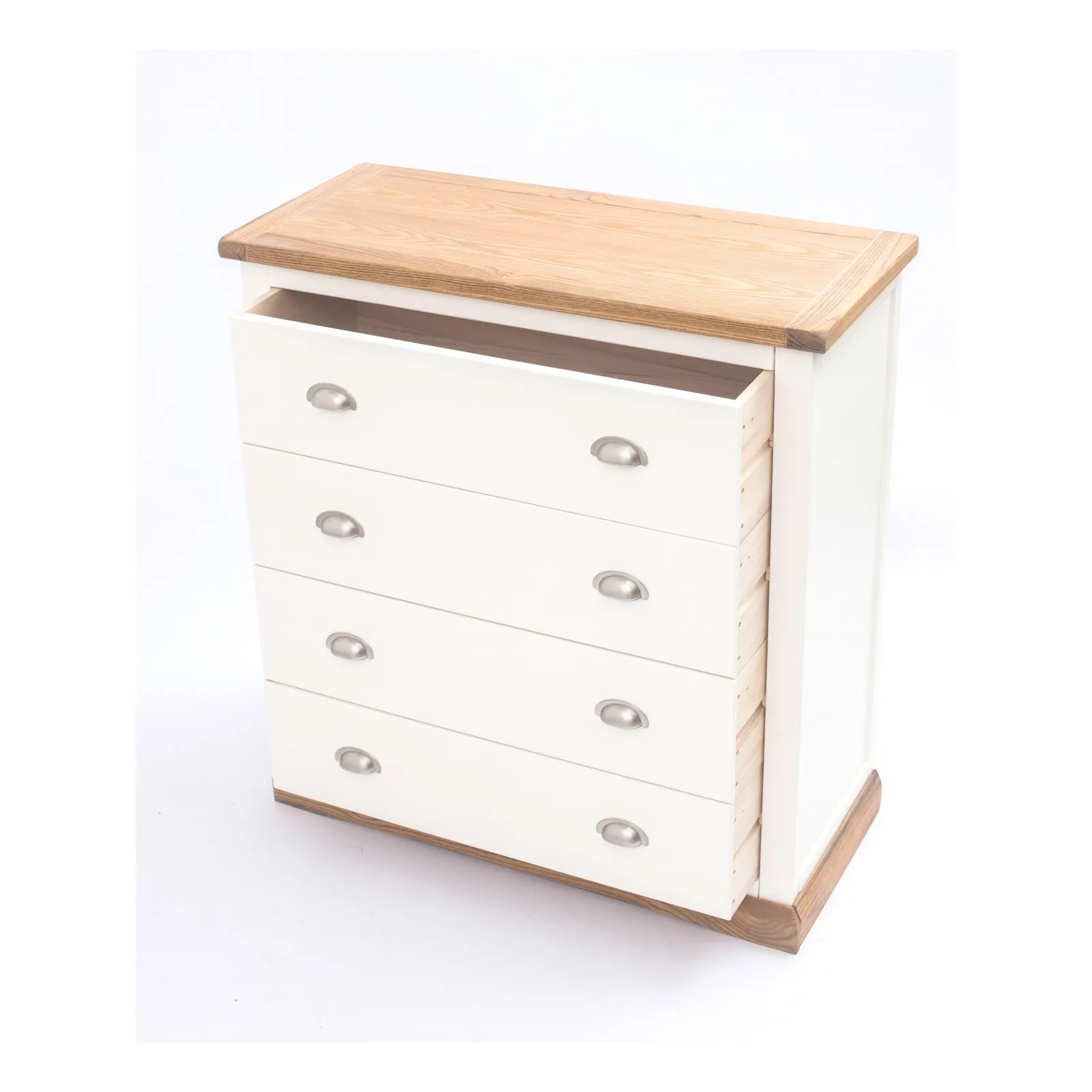 Cabinet Bits Tropea 4 Drawer Chest of Drawers Chrome Cup Handle in Off-White 4