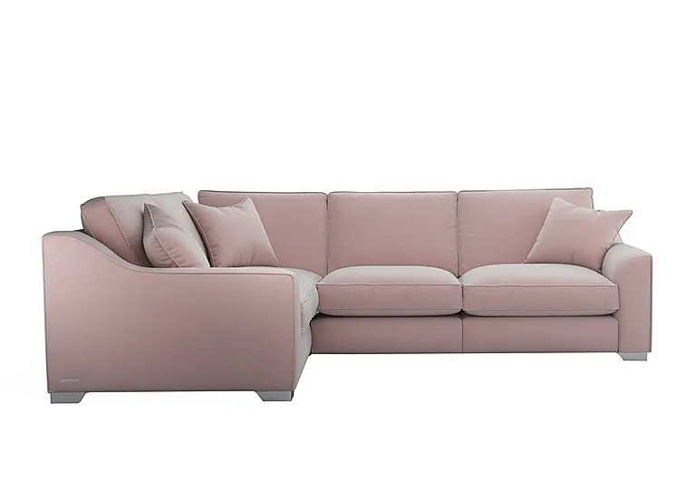 Isobel Small Fabric Left Hand Facing Corner Fibre Fill Sofa - Cotton Candy with Chrome Feet