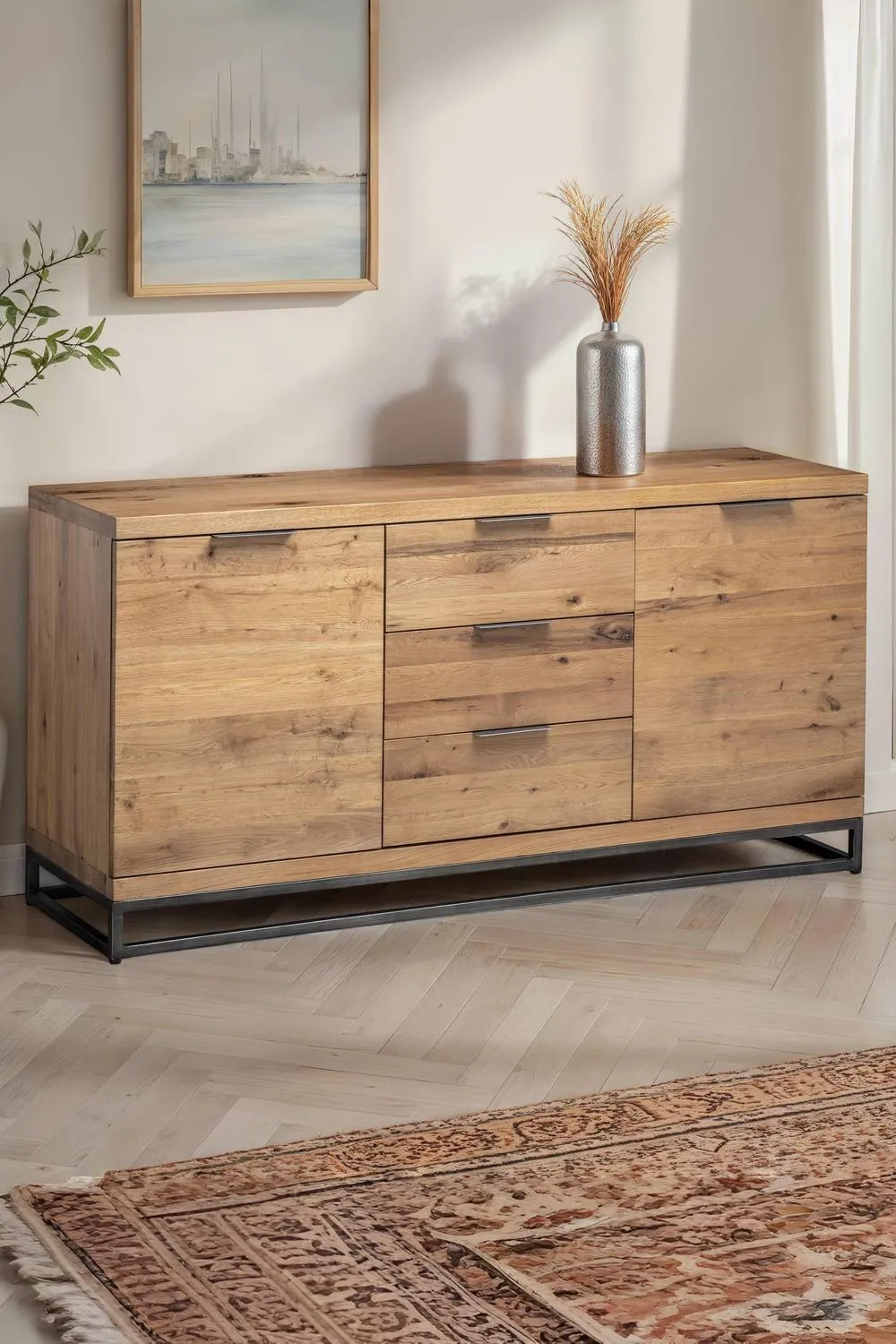 Julian Bowen Brooklyn 2 Door 3 Drawer Sideboard in Light Oak 1