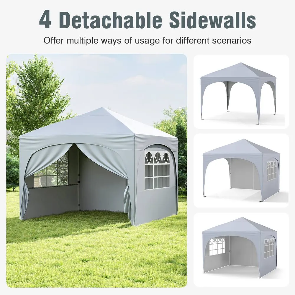 Costway 300 x 300cm Pop up Canopy Tent Foldable Outdoor Beach Sun Shelter in White 5