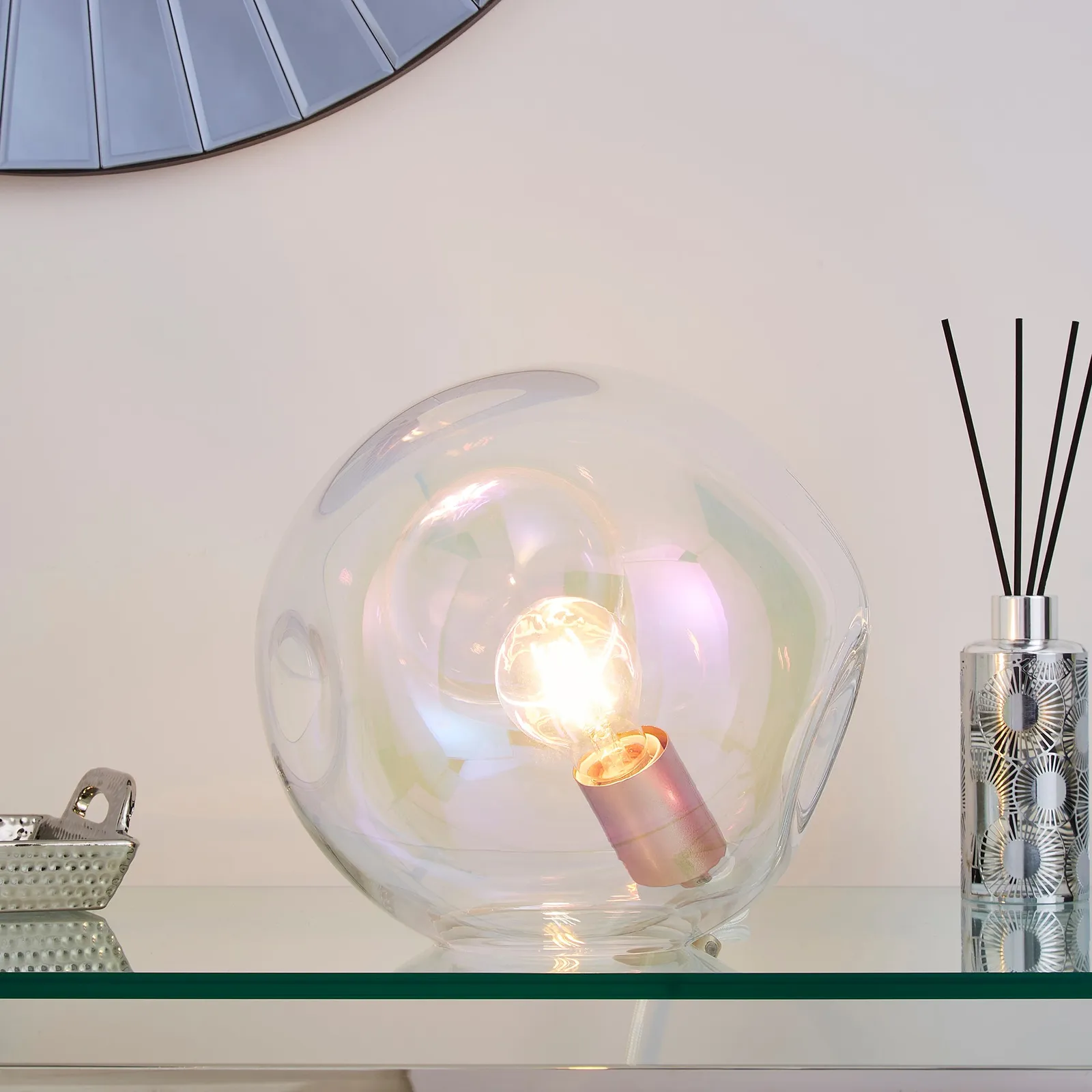 Alexis DimpIed Glass Table Lamp Iridescent Clear