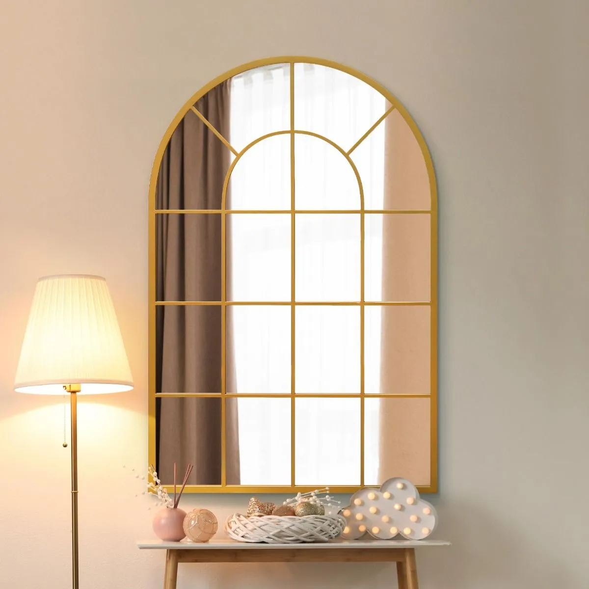 MirrorOutlet Gold Framed Arched Window Leaner/Wall Mirror 47" X 31" (120x80CM) 6