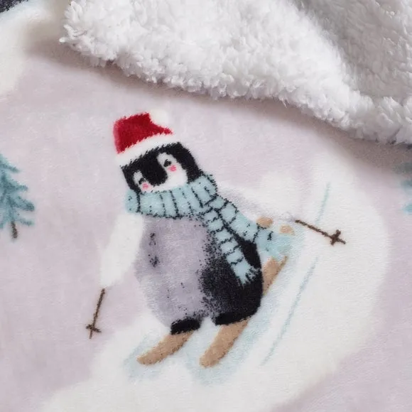 Christmas Penguins Sherpa Throw Blanket 130cm x 170cm 3