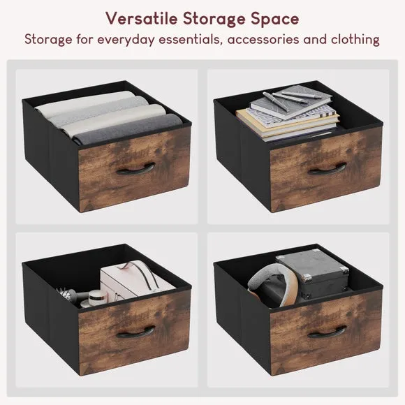 Return - Maye 5 Drawer Fabric Chest, Rustic Wood Effect 5