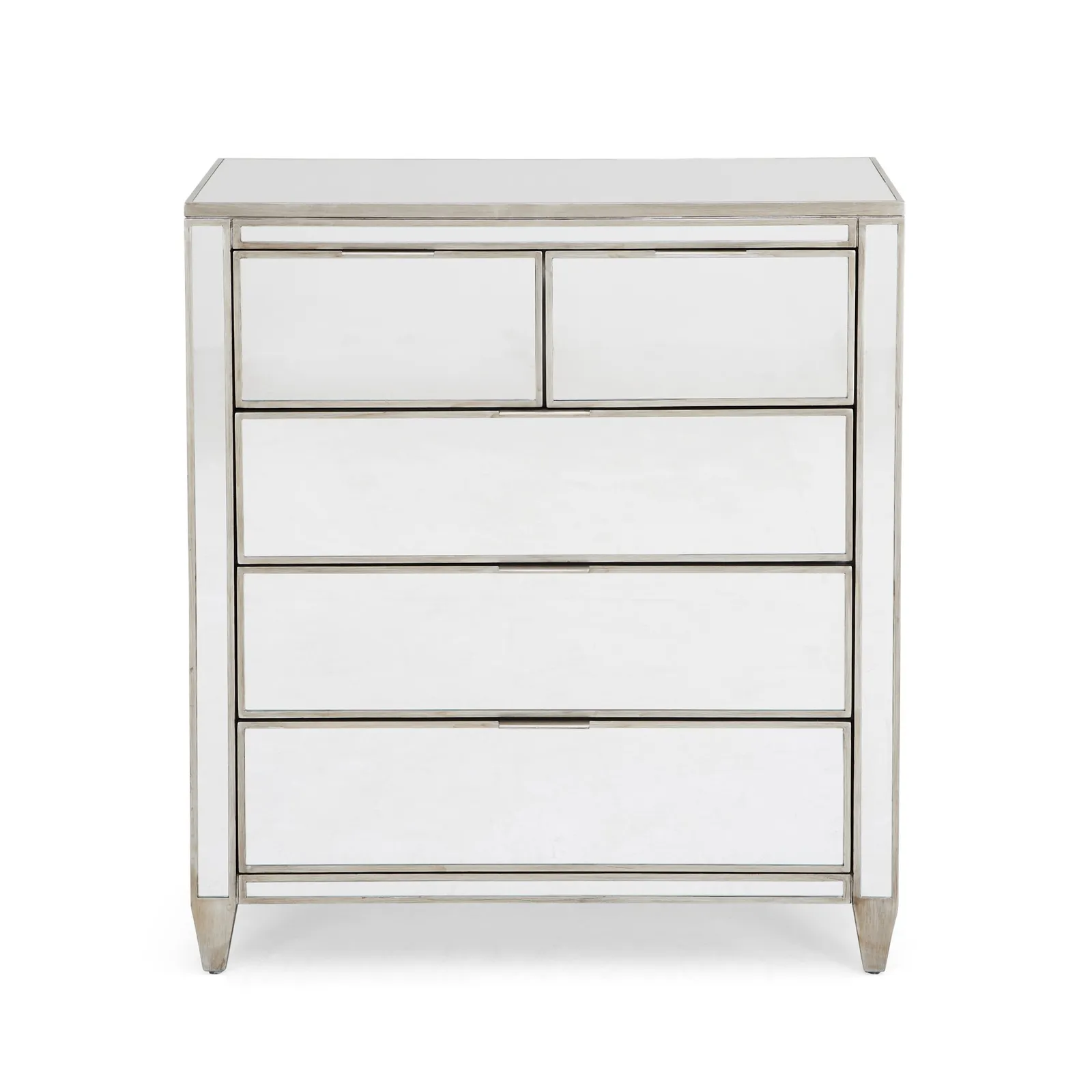 Fitzgerald Mirrored 5 Drawer Chest Silver