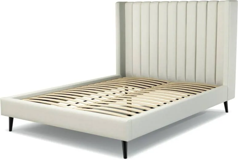 Cory King Size Bed, Putty Cotton with Black Stain Oak Legs