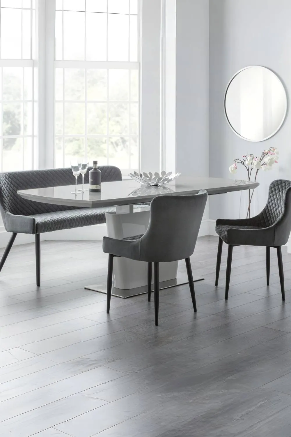 Julian Bowen Como Rectangular Extending High Gloss 4-6 Seater Dining Table in Grey 3