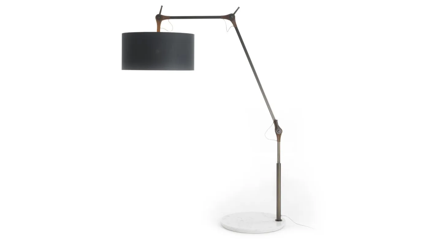 Porada Gary Small Floor Lamp Walnut Marble Base