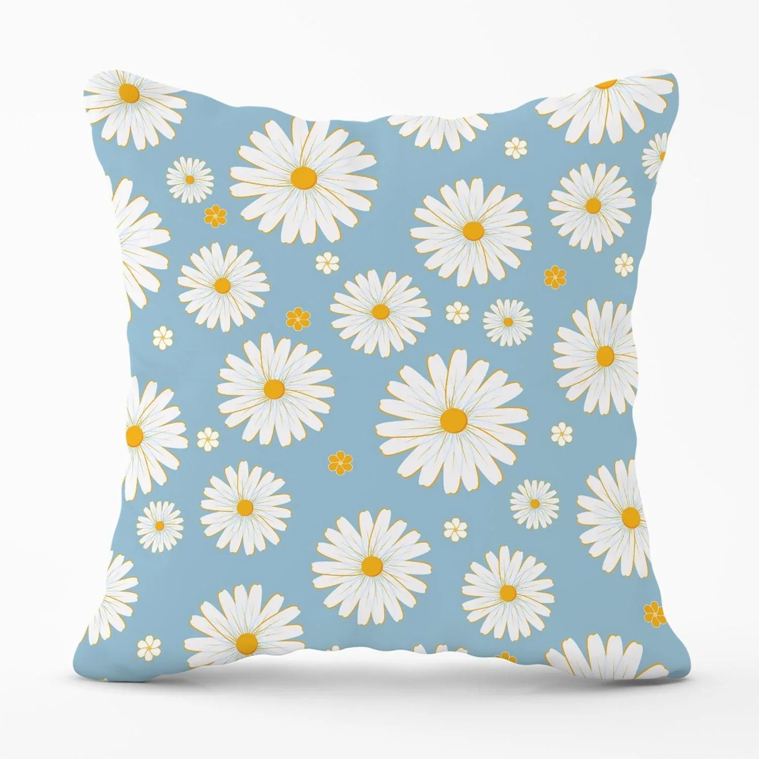 Warren Reed - Designer Summer Daisy Pattern Outdoor Cushion in Blue