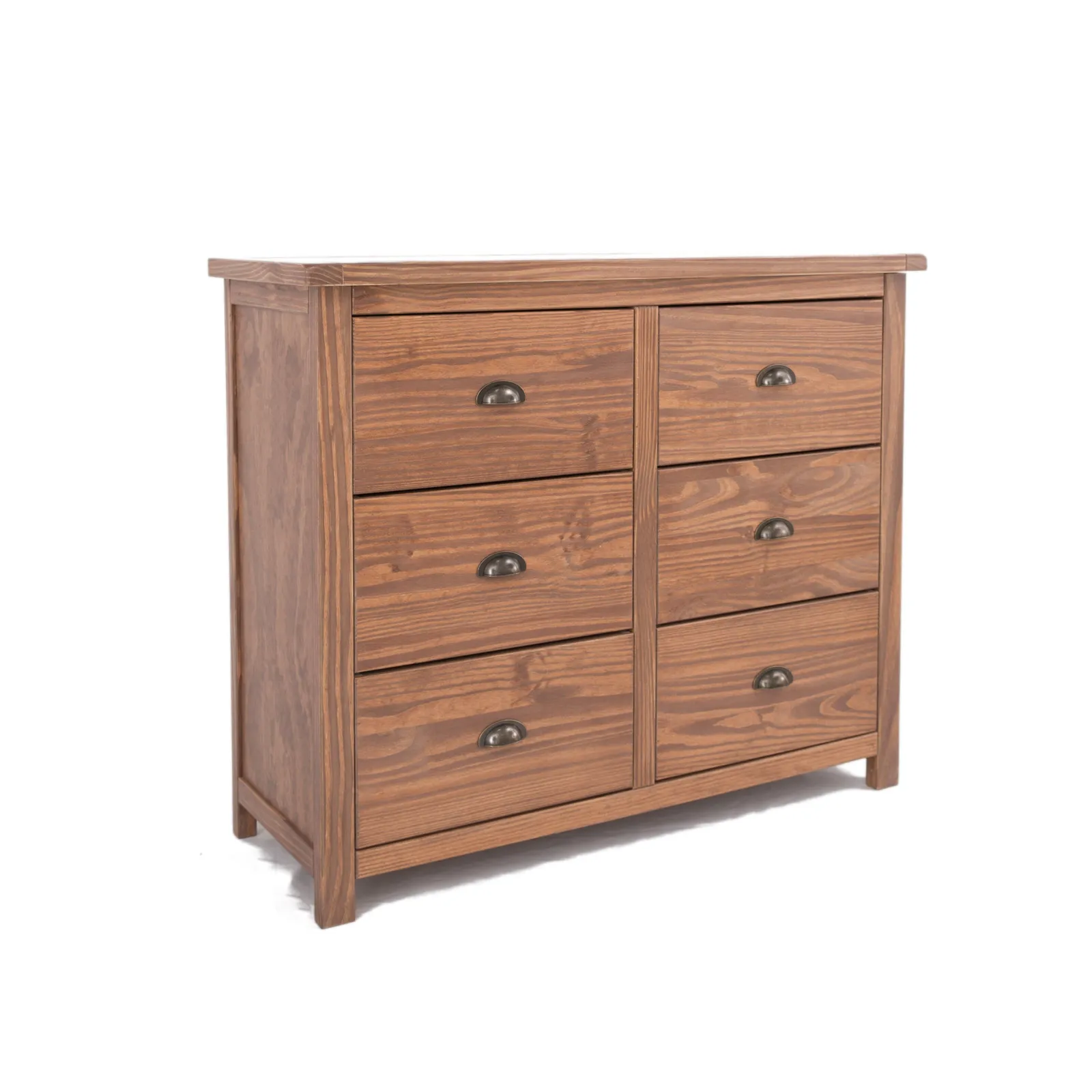 Cabinet Bits Padua 6 Drawer Chest of Drawers Brass Cup Handle in Brown