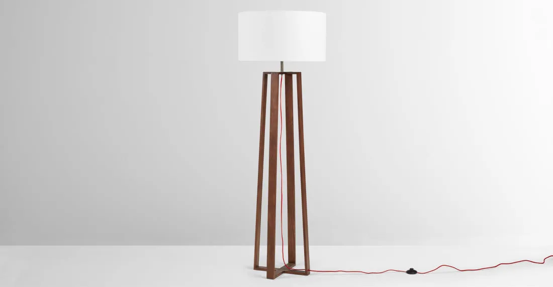 Asher Large Wooden Floor Lamp, Dark Wood Stain