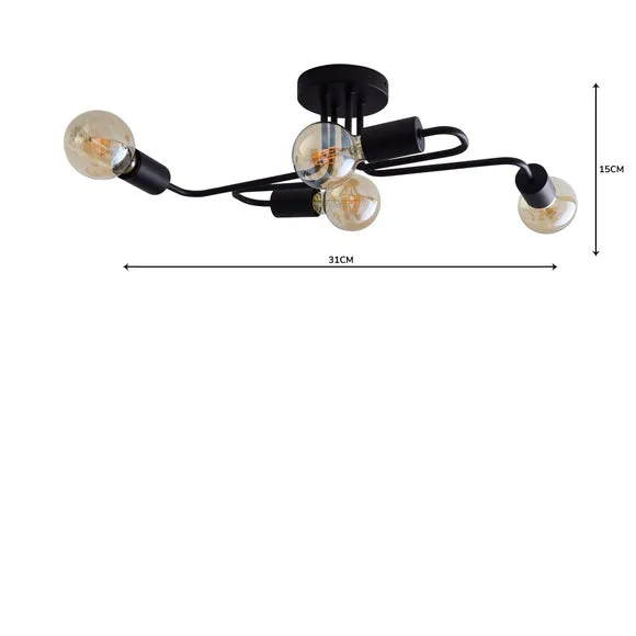 Kacy Black 4 Light Semi Flush Ceiling Light 5