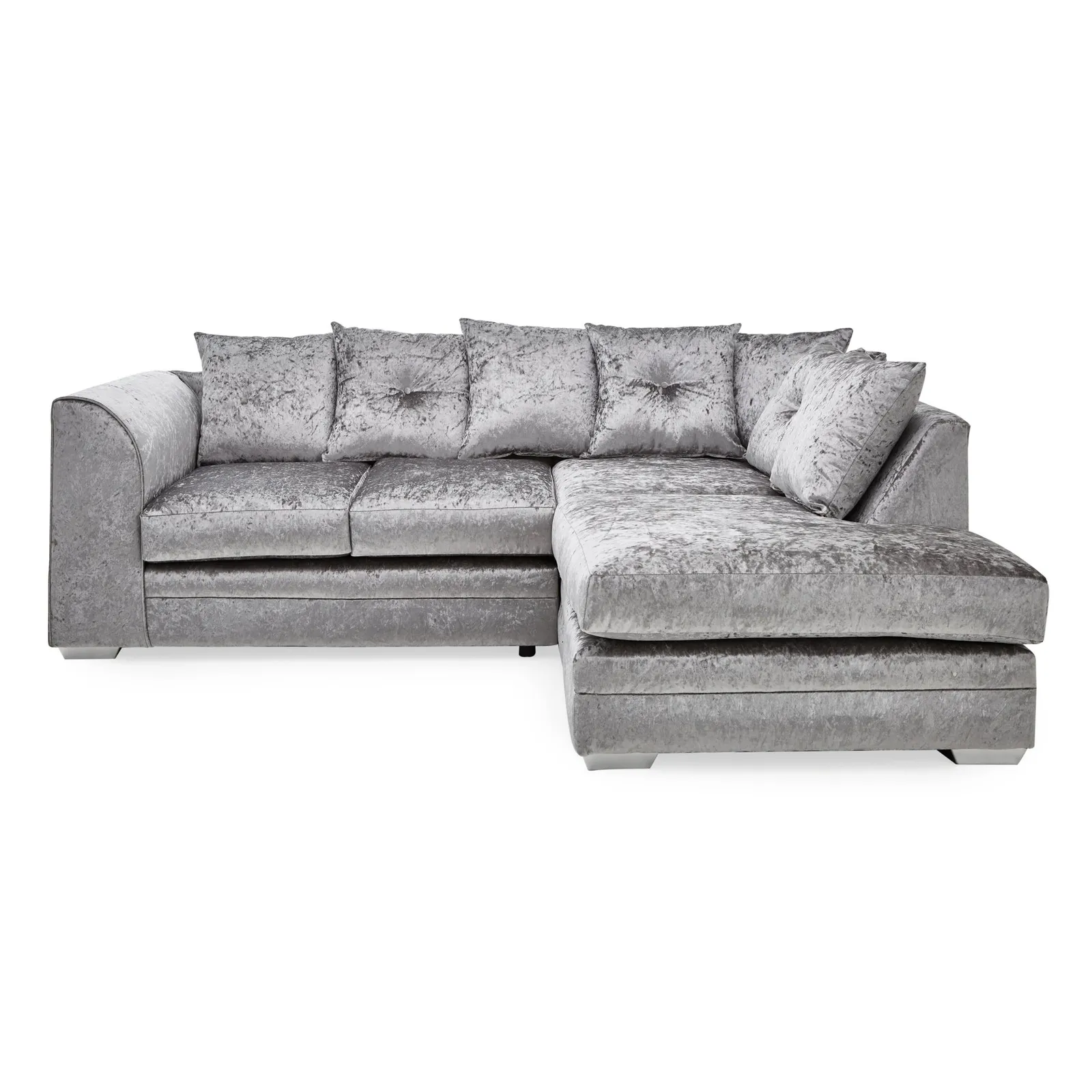 Blake Crushed Velvet Right Hand Corner Sofa Silver