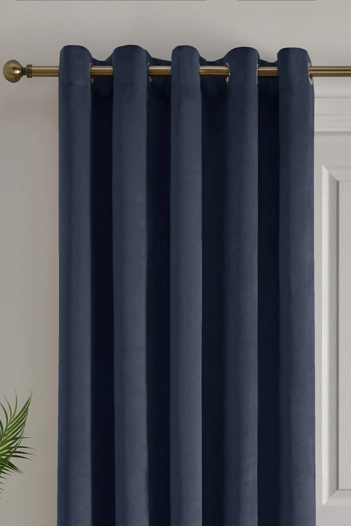 Laurence Llewelyn-Bowen 'Montrose' Velvet Blackout Eyelet Single Panel Door Curtain in Navy 2