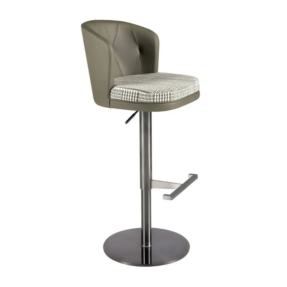 Angel Cerda Fabric Swivel Bar Stool with Leatherette Backrest in Olive