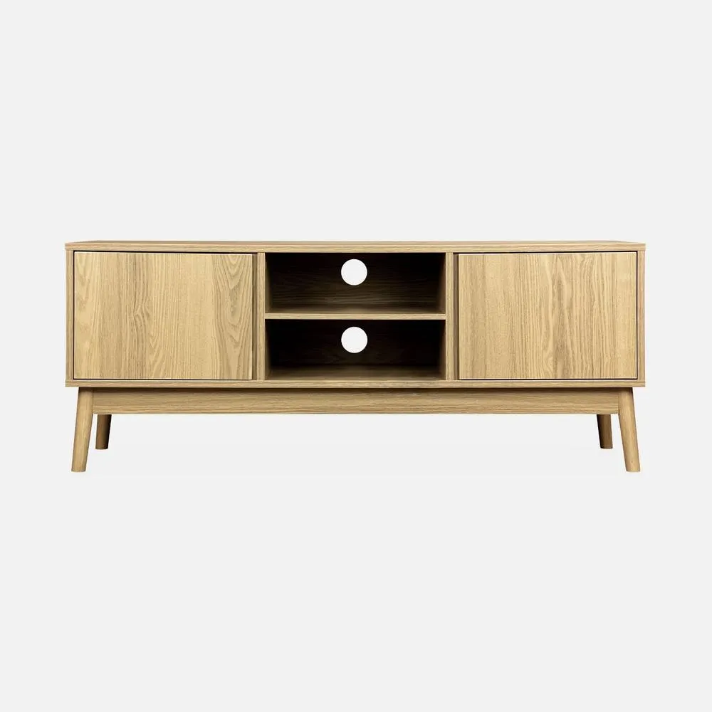 sweeek 120cm Tv Unit Wooden Effect 2 Doors in Light Brown 2