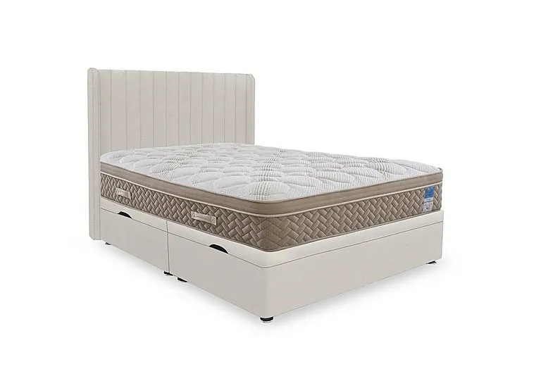 PlushTech Side Lift Ottoman Divan Set - Super King - Plush Ecru