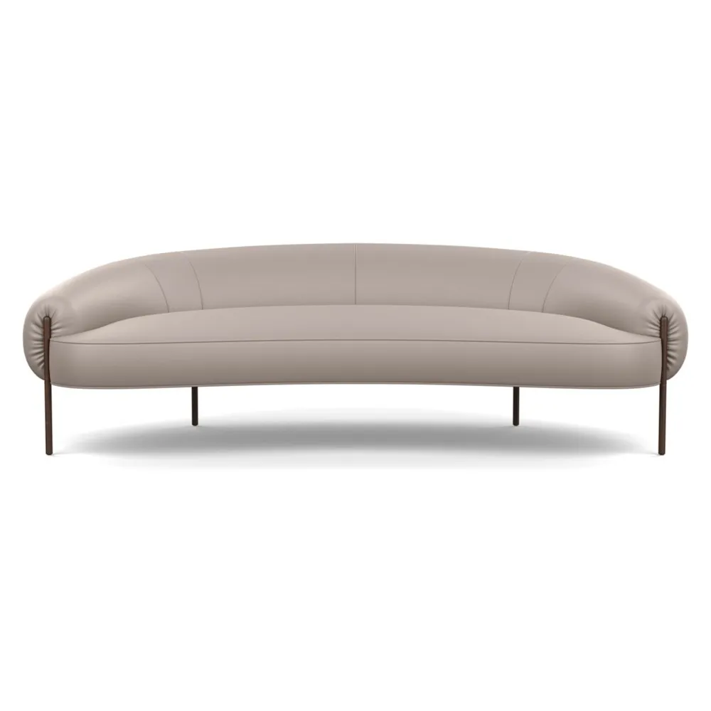 Heal's Isola 3 Seater Sofa Leather Grain Light Grey 060 Bronze Feet 1