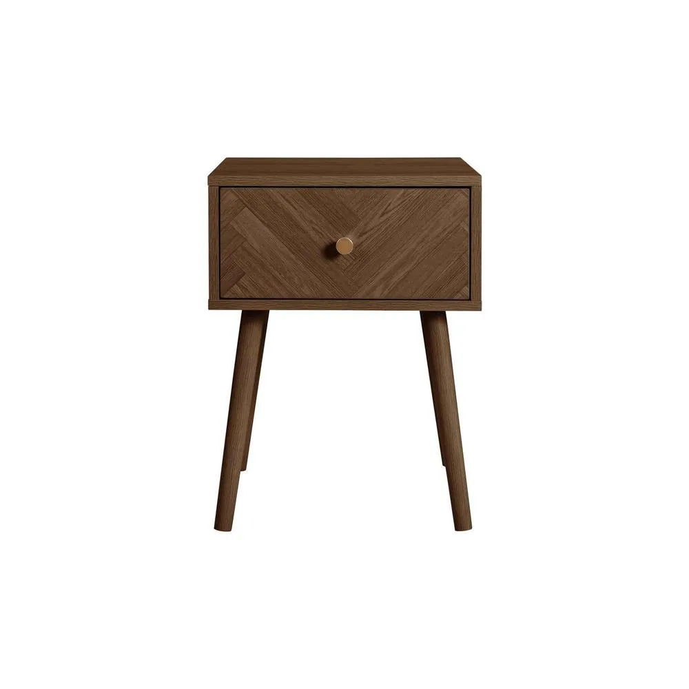 Birlea 1 Drawer Walnut Bedside Herringford Chevron Parquet in Brown 6