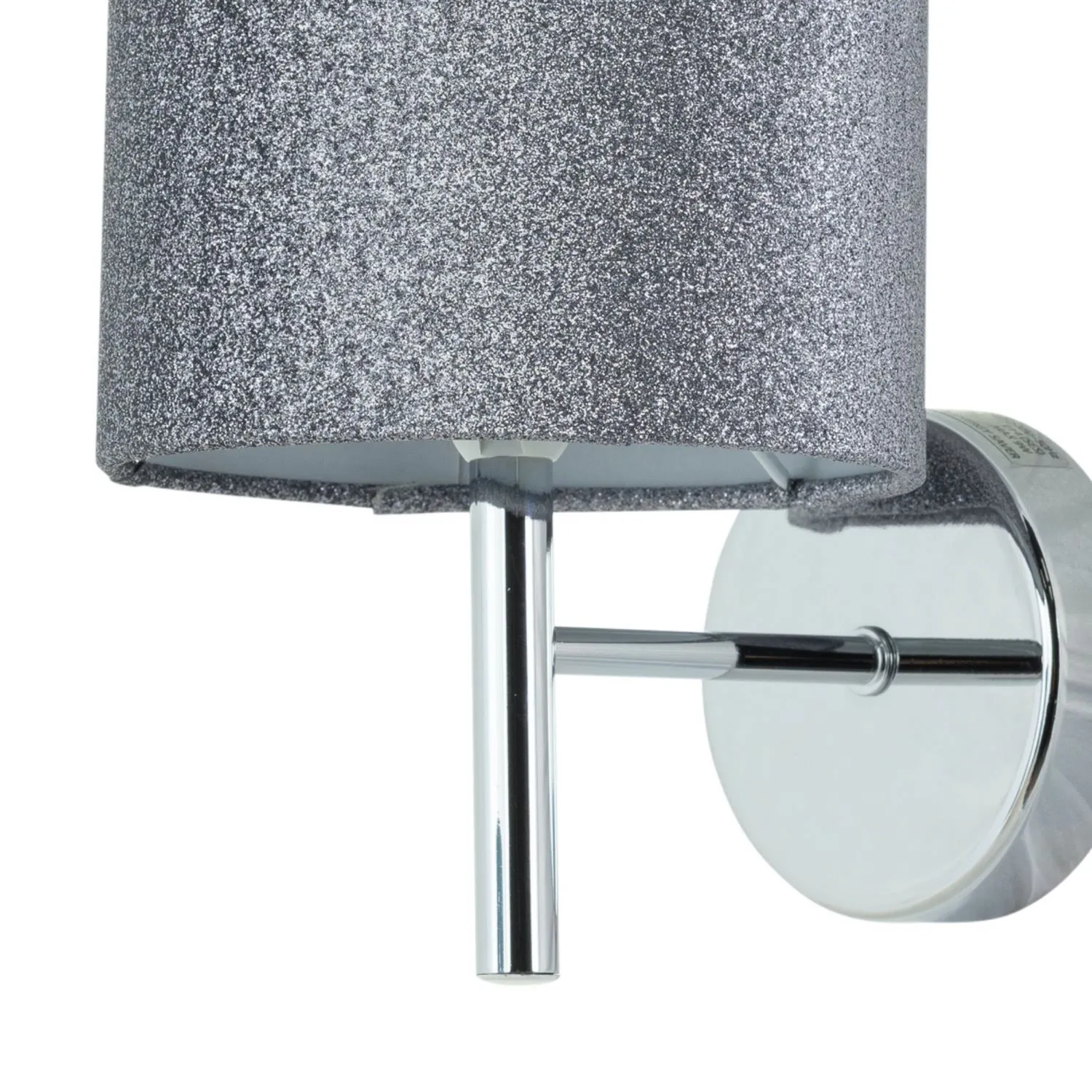 First Choice Lighting Brea - Chrome Wall Light with Silvery Glitter Shade in Silver 2