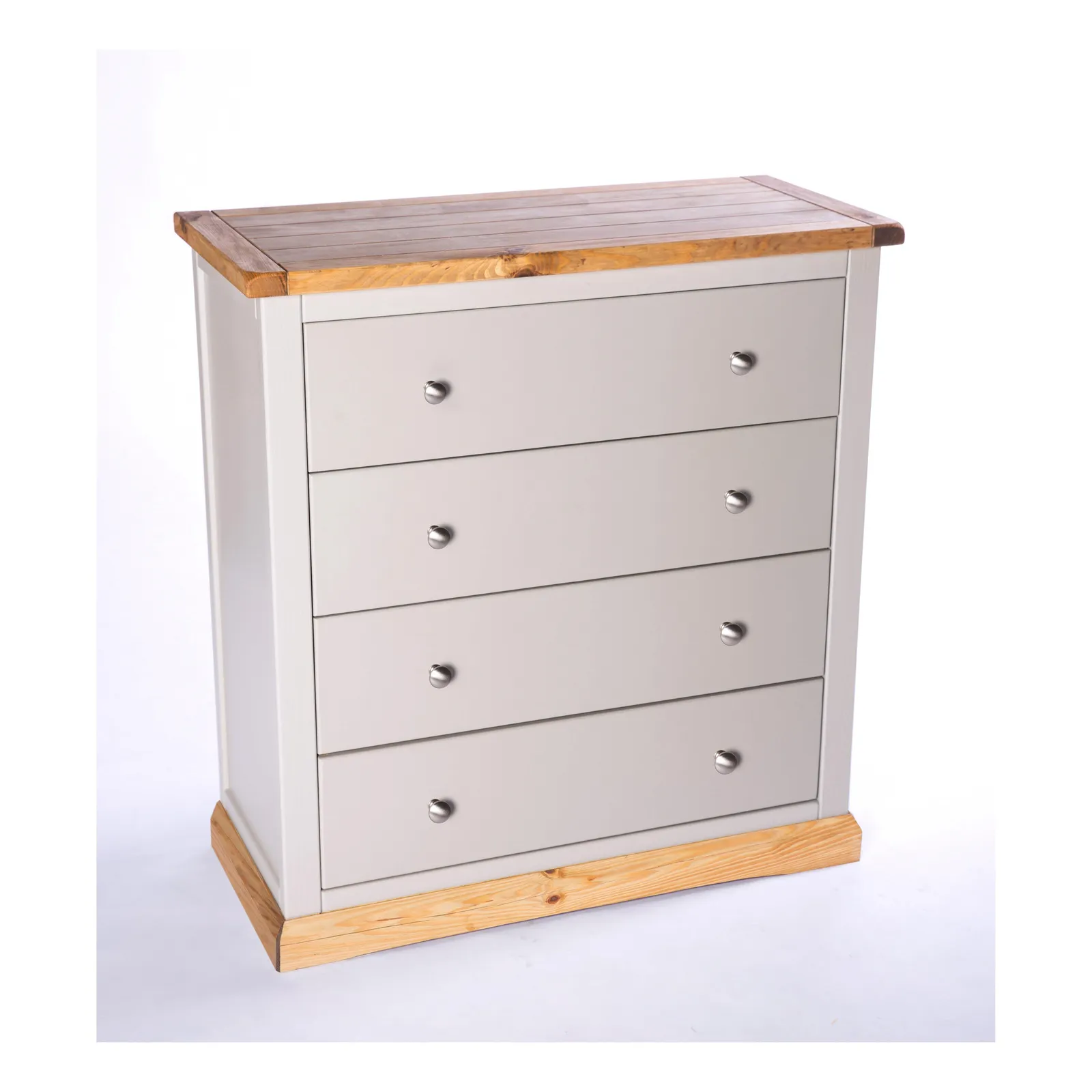Cabinet Bits Bomporto 4 Drawer Chest of Drawers Chrome Knob in Light Grey 3