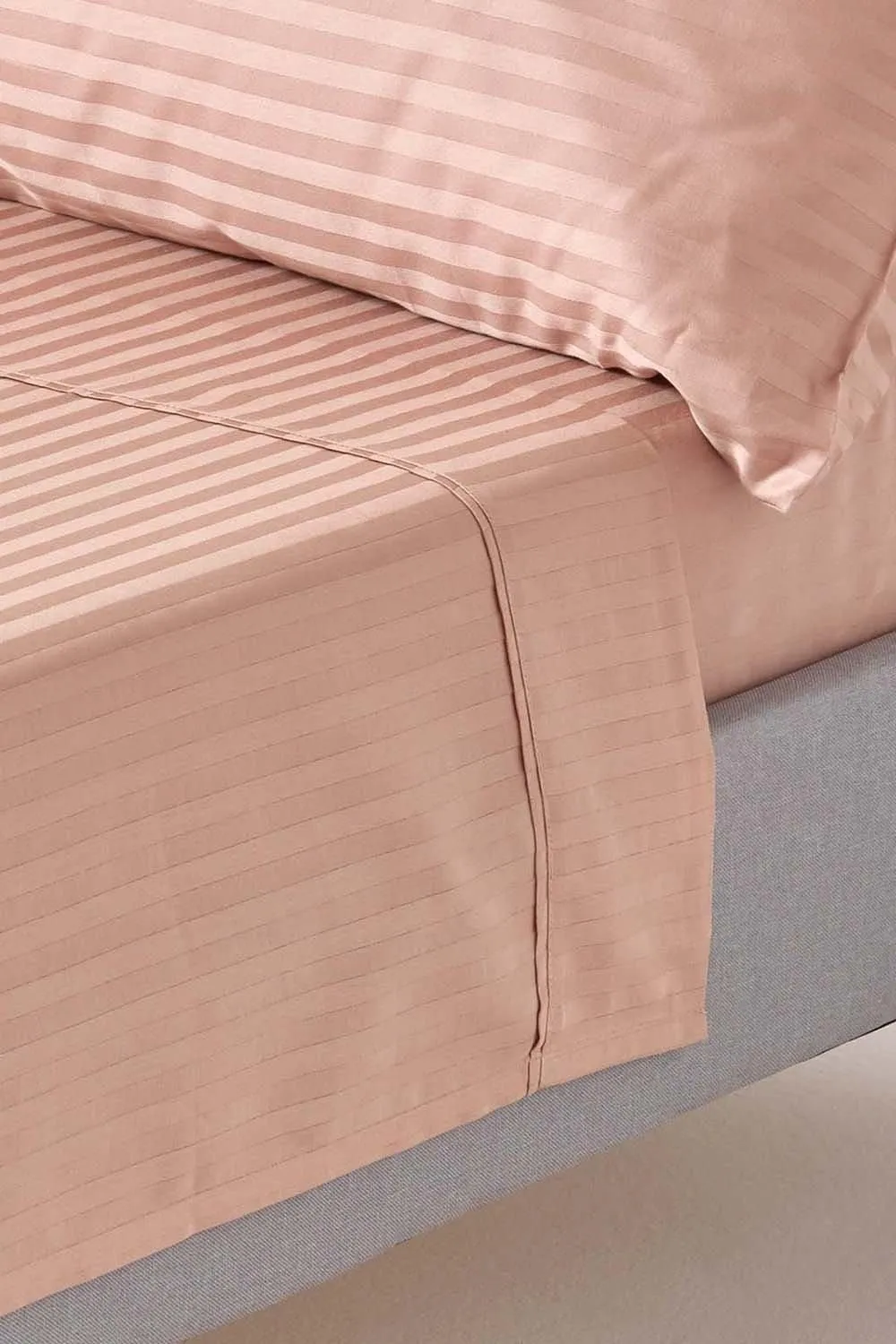 Homescapes Egyptian Cotton Satin Stripe Flat Sheet 330 Thread Count in Beige