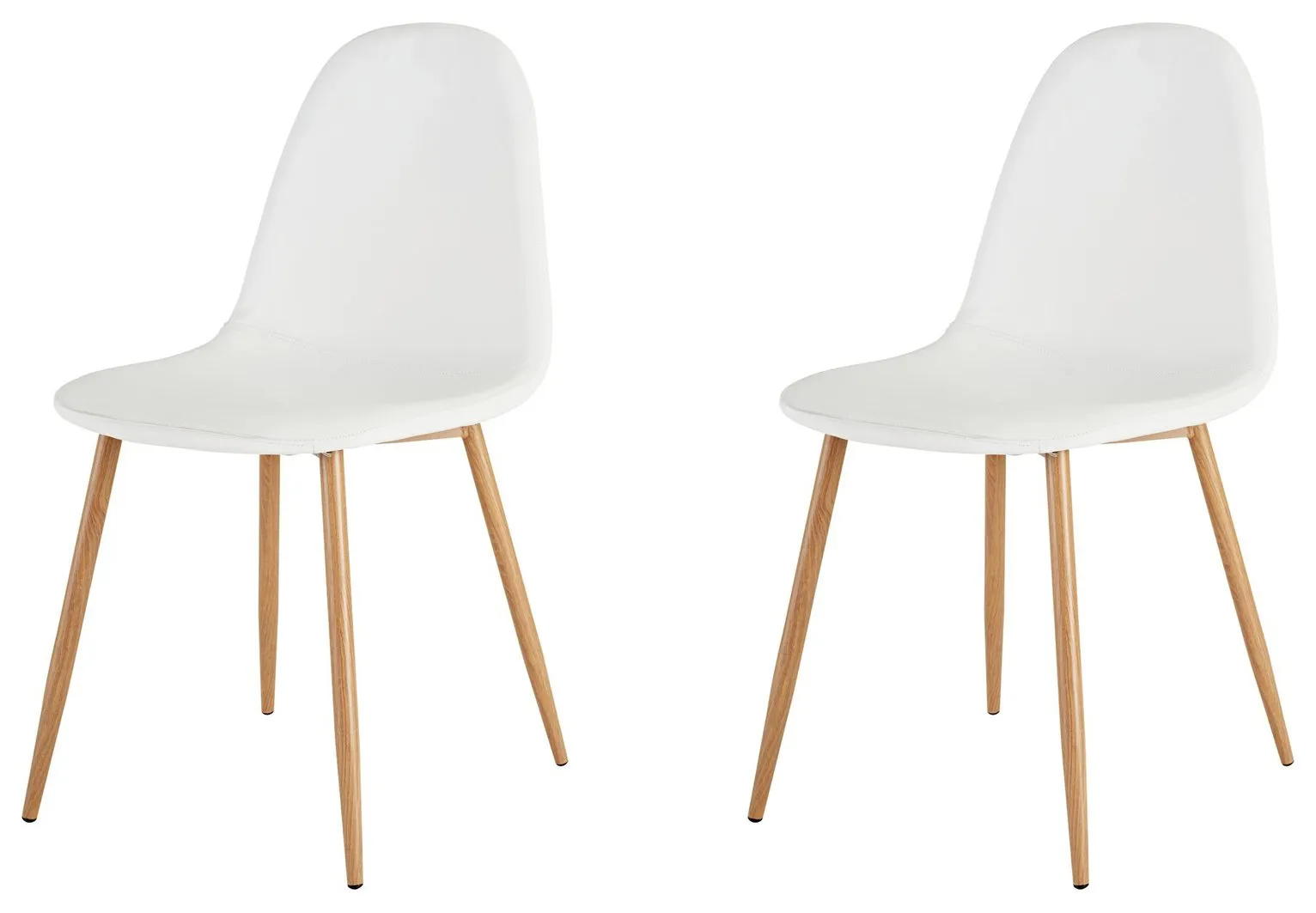 Habitat Beni Pair of Leather Effect Dining Chairs - White