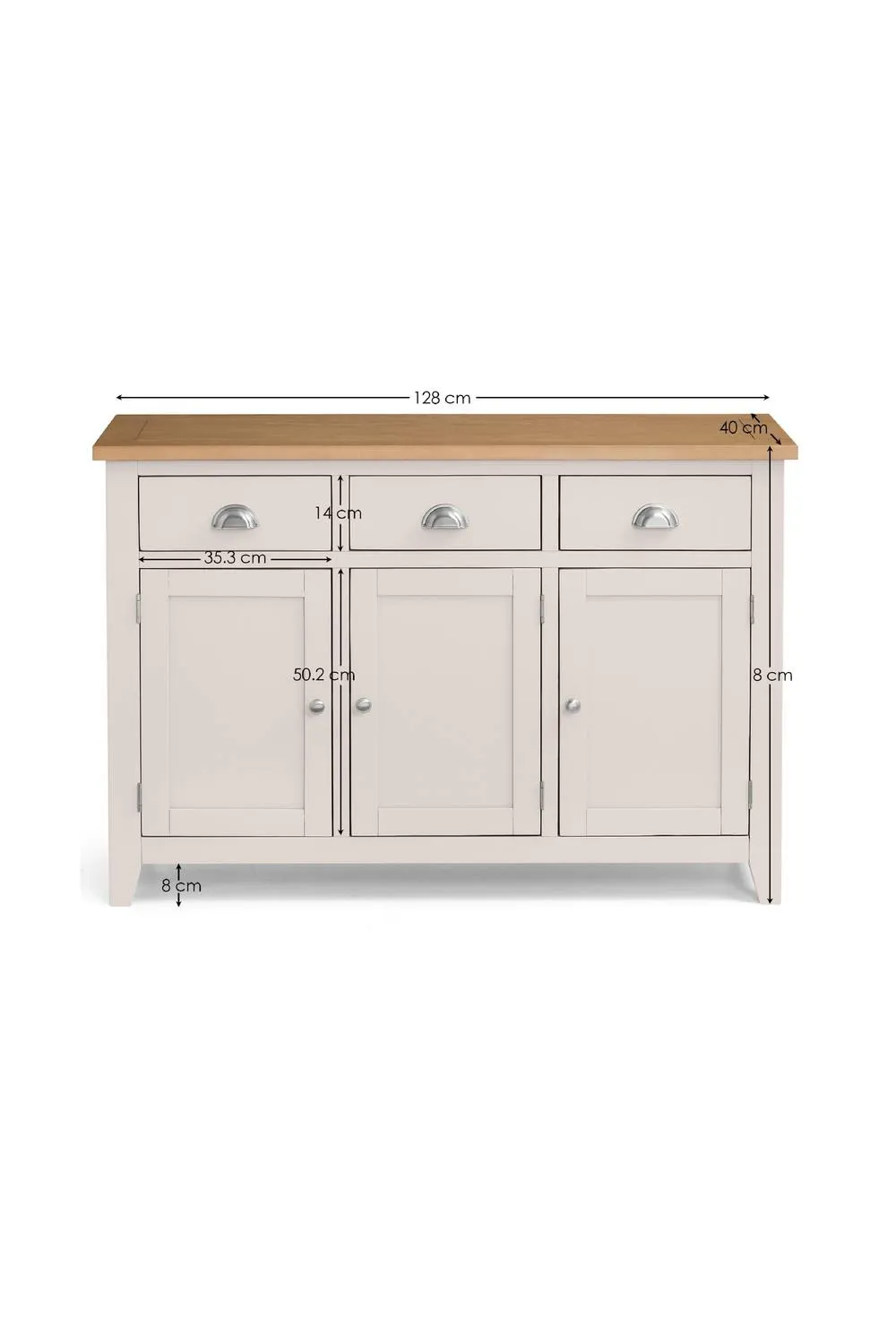 Julian Bowen Richmond 3 Door 3 Drawer Sideboard in Light Grey 6