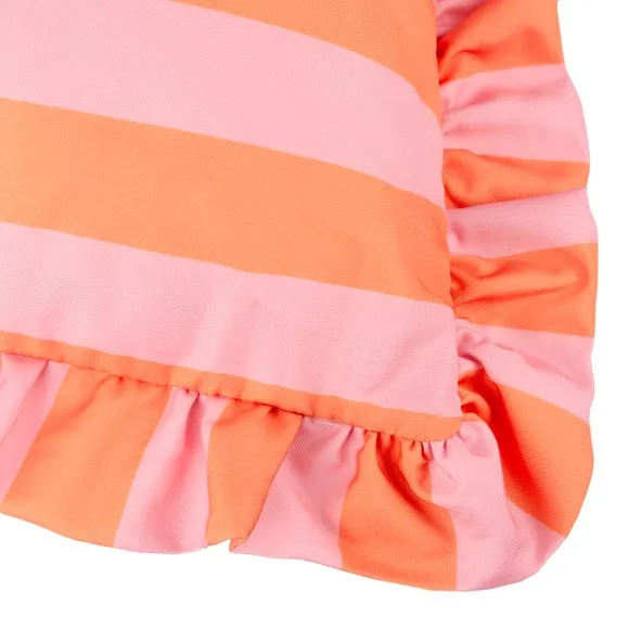 Palm Royale Stripe Ruffle Outdoor Square Cushion 3
