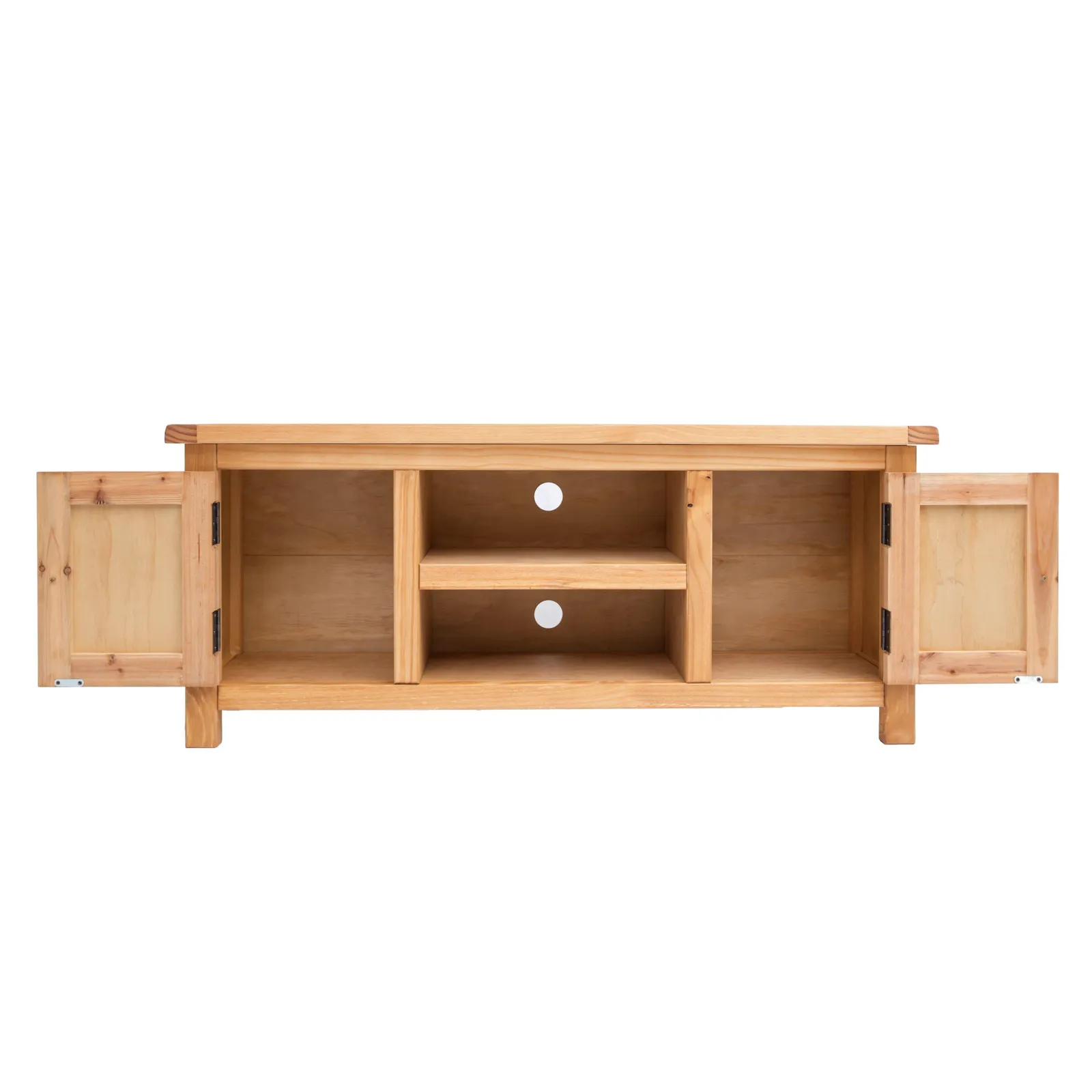 Cabinet Bits Lugo Waxed 2 Door TV Cabinet Wood Knob in Light Brown 4