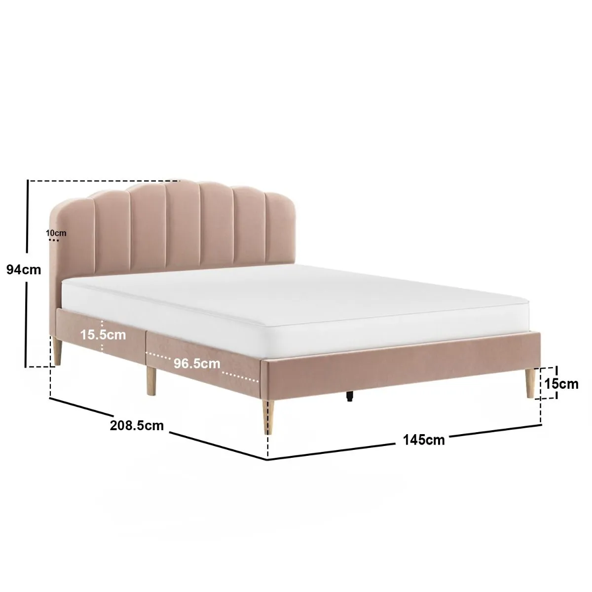 Flair Scallop Velvet Bed in Pink 3