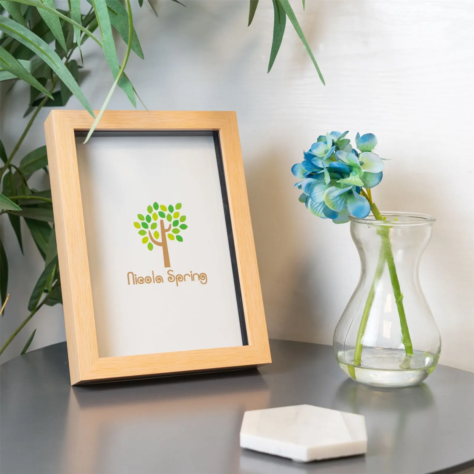 Nicola Spring 3D Box Photo Frames - A5 (6 x 8") - Pack of 5 in Light Brown 6