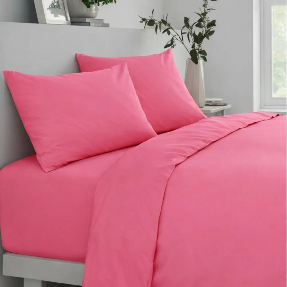 Smart Living Polycotton Bed Linen Luxury Fitted Bedsheet or Pillowcase Non Iron in Pink